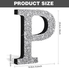 Qunclay 8'' Silver Crystal Diamond Bling Letters Crushed Diamond Decoration Wooden Glitter Letter with Screw and Hooks Rhinestone Gift for Wedding Y2k Mcbling Bedroom Wall Decor (Letter P)