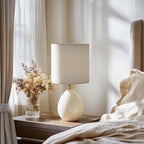 Dawnwake 18.5" Table Lamps Set of 2 for Living Room Bedroom, Bedside Lamps for Night Stands, Modern Linen White Ceramic Lamps