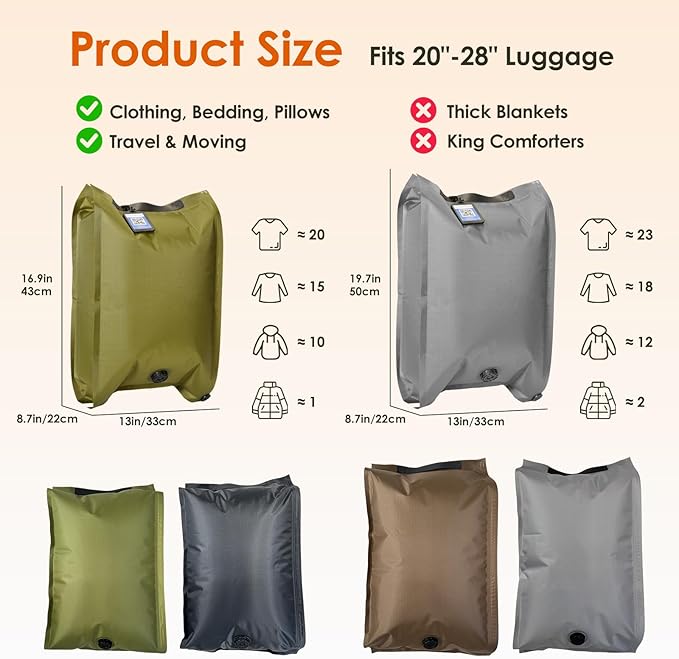Vacuum Storage Bags with Electric Pump & Hand Compression, 4 Pack Heavy Duty Vacuum Seal Bags for Clothing, Bedding, Space Saver Bags Includes Smart QR Code for Inventory Tracking