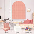 Large Cork Board for Wall & Office Decor, 48" x 36" Arched Felt Bulletin Board Pin Board Vision Board with 30 Pins – 12 Customizable Wall Tiles for Office Home Bedroom,Photo & Picture Display
