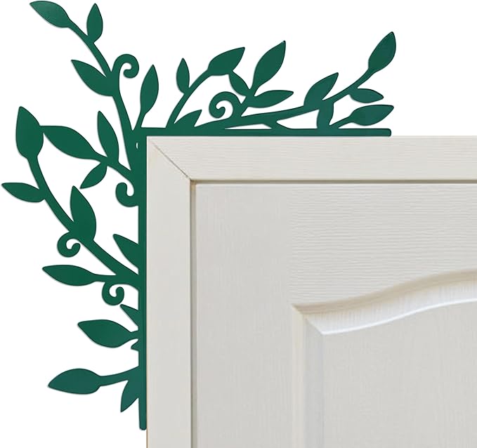 Urbraneco Floral Window and Door Corner Accent Leaf Corner Topper Decor Metal Hanging Decor for Door Corner(Dark Green)