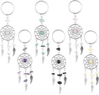 AUEAR, 6 Pack Dream Catcher Keychain Keyring Feather Stone Ornaments for Car Bag Accessories Jewelry DIY Crafts