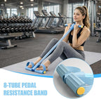 8-Tube Pedal Resistance Band with Handles, Multifunctional Pedal Resistance Band Made of Natural Rubber, Fashion Puller Exercise Equipment for Full Body Strength, Toning & Stretching