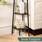 Yoobure Corner Shelf, 5-Tier Corner Bookshelf with Metal Frame & Wood Ladder Shelves - Display Shelf & Tall Bookcase, Plant Stand for Home Decor - Bedroom, Living Room, Office
