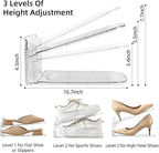 20 Pack Shoe Slots Organizer Adjustable Level Shoe Stacker Holder Storage Space Saving Sneakers Display Tray Rack for Closet (Transparent, 20 Pack)