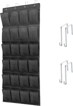 Over The Door Shoe Organizer with 24 Large Breathable Mesh Pockets Sturdy Closet Door Shoe Storage Holder Hanging SimpleHouseware Men Women Kids Shoe Holder for Rack (Black)