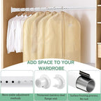 Closet Rods for Hanging Clothes, 1.3 Inch Diameter Heavy Duty Closet Rod 17-87 Inch Adjustable Clothes Hanging Bar Matte White Shower Curtain Rods for Closet, Wardrobes, Bathroom, Windows