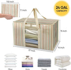 BALEINE 6-Pack Oversized Moving Bags with Reinforced Handles, Heavy-Duty Storage Tote Moving Supplies for Packaging, Camping (Color Stripe, 6-Pack)
