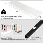 Venusmiles Floating Shelves for Wall, 48" W x 12" D x 2" H, 2 Pack of Long Wall Mounted Engineered Wood Shelves with Invisible Brackets for Living Room, Bedroom, Bathroom, Kitchen Decor, White