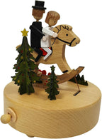 Briskfeel Wooden Rocking Horse Music Box - Couple Riding on a Horse Mechanical Musical Box, Rocking Horse Sways to the Melody, Romantic Gift for Wedding, Anniversary, Valentine's Day