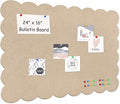 Foldable Decorative Scalloped Felt Bulletin Board 24 * 16 Inches for Wall, Alternative Photo Board Self-Adhesive Vision Board Decorative Pin Board, Dark Camel