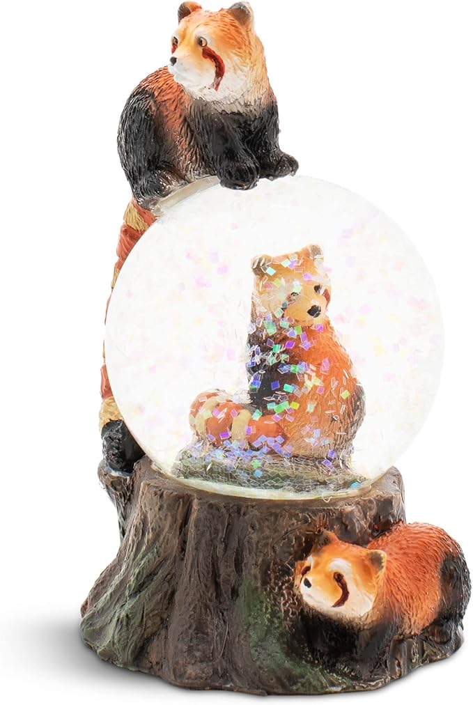 Elanze Designs Red Panda Miniature 45MM Sturdy Polyresin Magical Whimsical Tabletop Dresser Nightstand Glitter Water Snow Globe Figurine Decoration