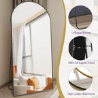 Dewfig Arched Full Length Mirror, 78"x38" Large Floor Mirror with Stand, Oversized Full Body Mirrors for Standing/Leaning/Hanging, Wall Mounted Mirrors for Bedroom, Living Room,Dressing Room, Black