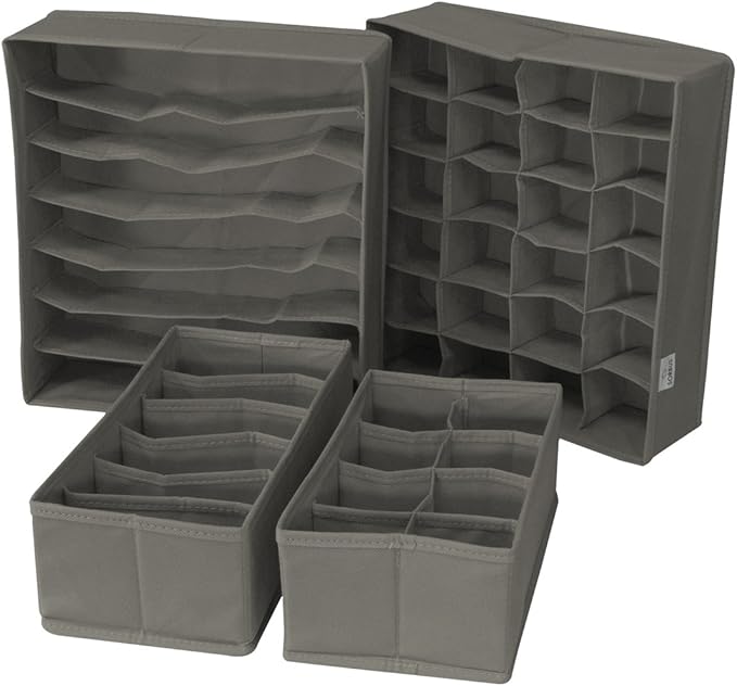 Sorbus® Set of 4 Foldable Drawer Dividers, Storage Boxes, Closet Organizers, Under Bed Organizer (Gray)