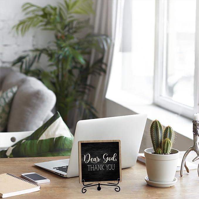 Modern Farmhouse Decor, Home Decor For Living Room, Boho Chic Aesthetic Shelf Decorations, Christian Dear God Sign, Farm House Entryway Tv Stand Fireplace Coffee Table Decoration (01)
