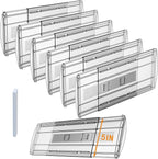 6 Pack Adjustable Drawer Dividers for Clothes,5" High Expandable From 13-21" Clear Drawer Organizers, PC Plastic Separators for Dresser/Bedroom/Bathroom/Kitchen/Office Storage