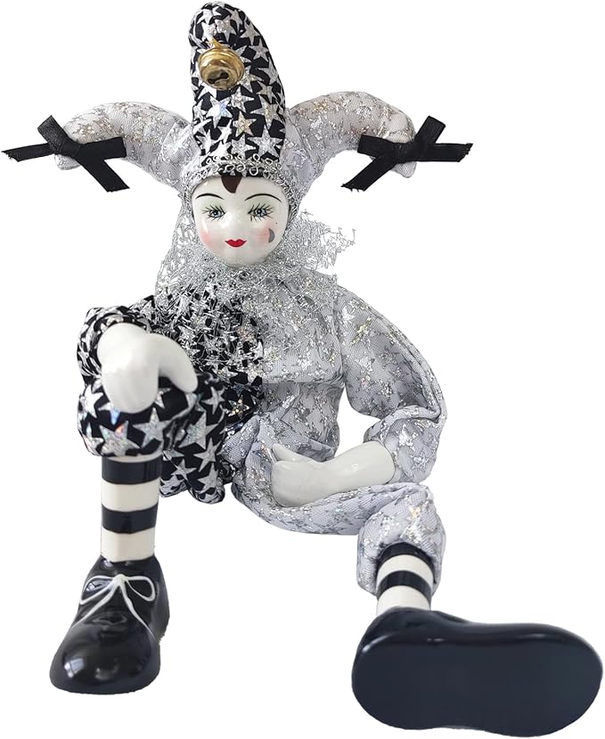Maxyoung 14 Inch Porcelain Clown Doll Vintage Dolls Figurine, Collectible Figure, Hand Painted Toy, Christmas Halloween Birthday Gift, Twisted Body
