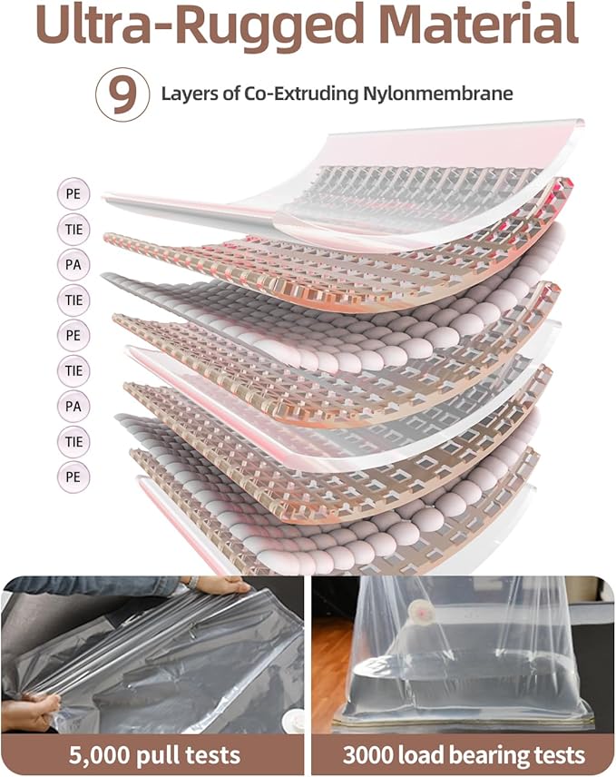 Vacuum Storage Bags for moving, Vacuum Seal Bags for Memory Foam, Latex, Clothing & Bedding, Space Saver Bags(10 Large)