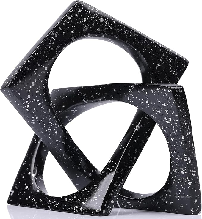 Modern Geometric Sculpture Black Knot Statue Decor, Home Bookcase Centerpiece Jax Decorative, Tabletop Sculpture and Figurines, For Home Decor Accent Cube Ornaments