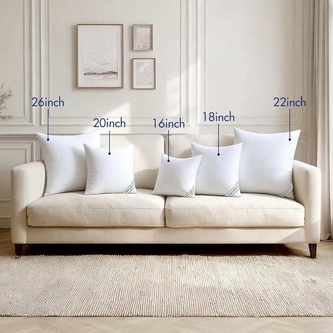 MIULEE 18x18 Inch Pillows Inserts, Pack of 4 Down Alternative Virgin Filling Comfy Support Throw Pillows for Sofa Couch Bed