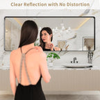 LOAAO 84x32 Inch Black Metal Framed Bathroom Mirror for Wall, Matte Black Bathroom Vanity Mirror Farmhouse, Large Rounded Rectangle Mirror, Anti-Rust, Tempered Glass, Hangs Horizontally or Vertically