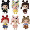 Cute BJD Blind Box,2 Random Poseable Dolls with Handmade Outfits & Crochet Hats,Birthday Gift for Girls,Surprise Mystery Box-Puff Bear Series