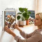 Framed Mountain Wall Art Boho Mountain Wall Decor Modern Nature Artwork 12" Lx16 W Set of 3 Rustic Mountains Wall Pictures Landscape Art Prints Boho Mountain Paintings for Living Room Bedroom Office Farmhouse
