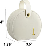COLLECTIVE HOME - Travel Jewelry Case, Elegant Half-Moon Design with Gold Monogram, Detachable Handle, Personalized Accessory Organizer, Gift for Fashion-Forward Women and Teens (l)