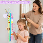Basumee Unicorn Hair Bow Holder for Girls Wall Hanging Decor and Baby Hair Clip Hanger Organizer, Rainbow