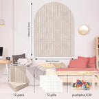 Large Cork Board for Wall & Office Decor, 48" x 36" Arched Felt Bulletin Board Pin Board Vision Board with 30 Pins – 12 Customizable Wall Tiles for Office Home Bedroom,Photo & Picture Display