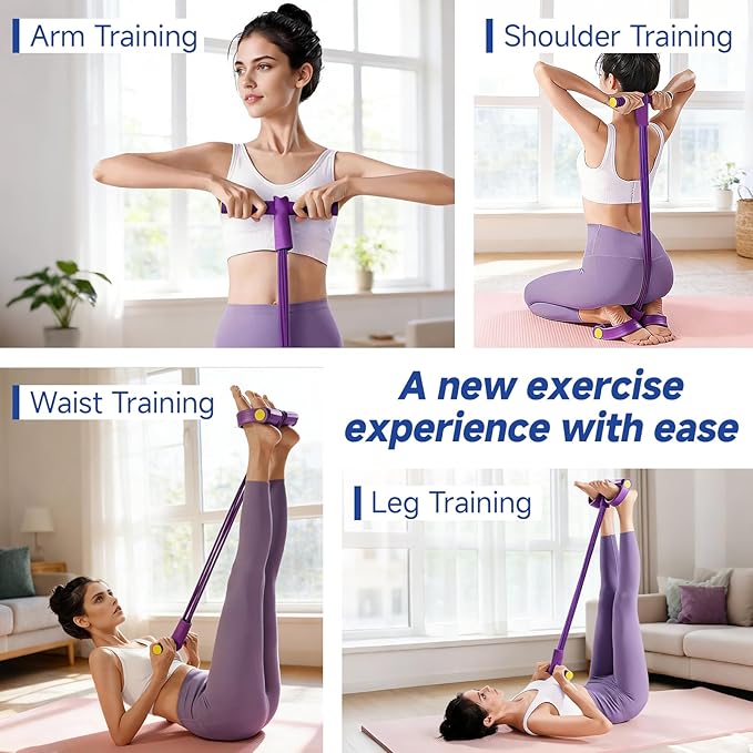 Pedal Resistance Bands with Handle, 8 tube/10 Tube Stretch Bands, Fitness Shaping Yoga Exercise Equipment, Natural Rubber Tension Rope, for Abdominal, Leg, Arm and Back Slimming Training