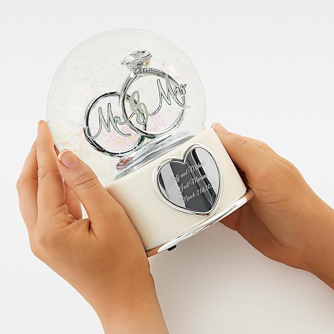 THINGS REMEMBERED Engagement Mr. & Mrs. Wedding Ring Snow Globe (Free Customization)