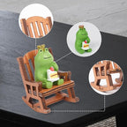 Miniature Frog Figurine Desk Decor, Cute Frog Statue, Mini Frog Garden Decor Resin, Funny Frog Figure Decorations Fairy Garden Accessories Gifts for Home,Office,Room Ornament(Chair Cake)