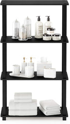 Furinno TURN-S-TUBE Storage Shelves, 4-Tier Book Shelf, Corner Shelf, Toolless Open Shelves, for Organization and Storage, Living Room, Garage, Home Office, Americano
