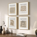 Framed Matisse Neutral Wall Art Set of 4, Beige Abstract Modern Minimalist Botanical Prints for Bathroom Living Room Dining Room Bedroom Home Office Decor, 12x16