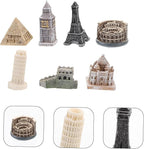 Toddmomy 7pcs Miniature World-Famous Architectural Model Set Eiffel Tower Colosseum Leaning Tower Decorative Metal Building Models for Home Decor