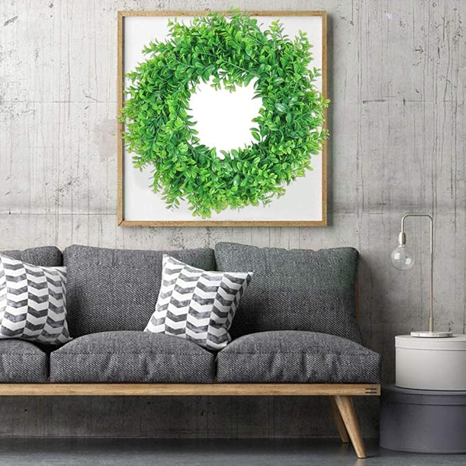 U'Artlines 2Pack 17" Front Door Wreaths Artificial Spring Summer Greenery Hanging Garland for Home Wedding Wall Window Decoration (17'' Boxwood,2)