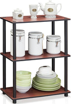 Furinno TURN-N-TUBE Storage Shelves, 3-Tier Book Shelf, Corner Shelf, Toolless Open Shelves, for Organization and Storage, Living Room, Garage, Home Office, Dark Cherry