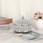 Hipiwe Crystal Mirrored Jewelry Box Trinket Organizer Box Luxury Decorative Ring Box Earrings Storage Holder Keepsake Box Birthday Christmas Gift for Women, X-Large