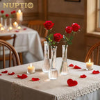 NUPTIO Glass Bud Vases Centerpiece: 6 Pcs Small Flower Vase for Wedding in Bulk - Cute Clear Ribbed Vase for Party Events Home Table Decor