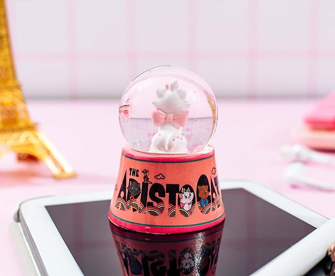 Disney Aristocats Marie Everybody Wants to Be A Cat Mini Light-Up Snow Globe with Swirling Glitter | 3 Inches Tall