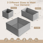 Criusia Drawer Organizer Clothes, 14 Pack Dresser Organizer for Baby Clothes, Underwear, Sock- Foldable Closet Organization and Storage Dividers Bins for Nursery, Bedroom and Dorm (Grey)
