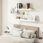 Vivelove 12 Deep Floating Shelves for Wall, 24/36/48/55 Inch Shelves for Room Wall Mounted, 2" Thick Floating Shelf for Living Room Bedroom Bathroom Kitchen Laundry Room, Set of 2 White