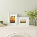 Egofine A4 Picture Frames Set of 4, Made of Solid Wood Covered by Plexiglass 5x7 and 6x8 with Mat or A4 whitout Mat, for Table Top Display and Wall Mounting Photo Frame White