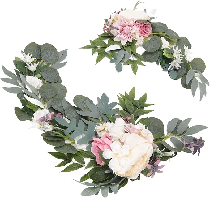Decorative Arch Flowers for Wedding, 2pcs Hanging Flowers Swag, Wedding Arch Flowers, Artificial Floral Swags for Door Party Wall Home