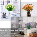 20 Bundles Artificial Flowers for Outdoors Spring Summer Decor-UV Resistant Fake Mums Faux Plants Plastic Flowers Greenery for Home Porch Gardens Fireplace Patio Indoor Outsides Decor(Orange Red)