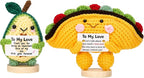 Gifts for Him Her Boyfriend Girlfriend, 2Pcs Handmade Crochet Taco and Avocado to My Love, Anniversary Birthday Gifts for Women Men, I Love You Emotional Support Doll Romantic Gift for Wife Husband