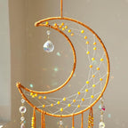 Artilady Moon Dream Catchers - Yellow Dream Catcher with Crystals Princess Room Decor for Girls Kids Adults Baby Bedroom Room Decor Christmas Birthday Teen Girl Gifts
