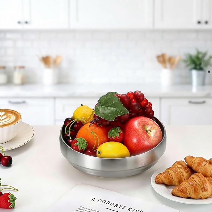 Key Bowl for Entryway Table 8.3" Modern Decorative Bowl Catchall Bowl for Candy Fruit Serving Bowls for Kitchen Counter, Coffee Table,Silver