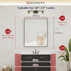 Keonjinn 30 x 36 Inch Brushed Gold Bathroom Mirror Metal Framed Rectangle Wall Gold Vanity Mirror for Bathroom Gold Rectangle Mirror for Bathroom Over Sink(Horizontal/Vertical)